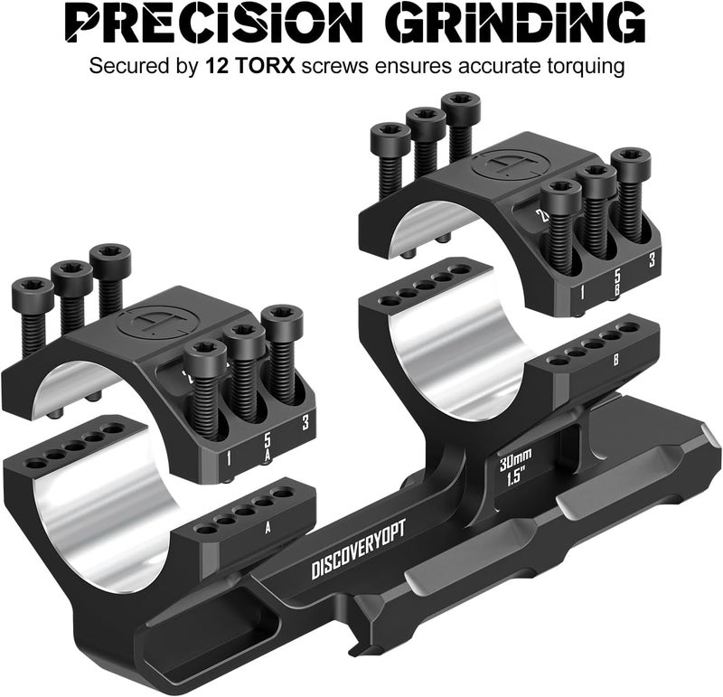 DISCOVERYOPT Heavy Duty Cantilever Scope Mount, One-Piece 20 MOA Picatinny Offset Dual Ring 30mm 34mm Scope Mount - Image 3